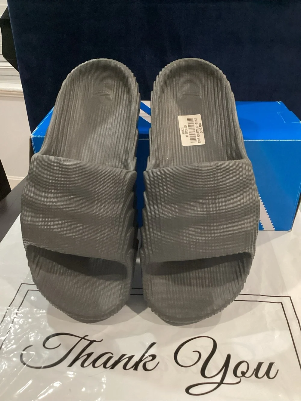 Adidas Adilette 22 Grey Slides Men’s Size 8 HP6522 NIB